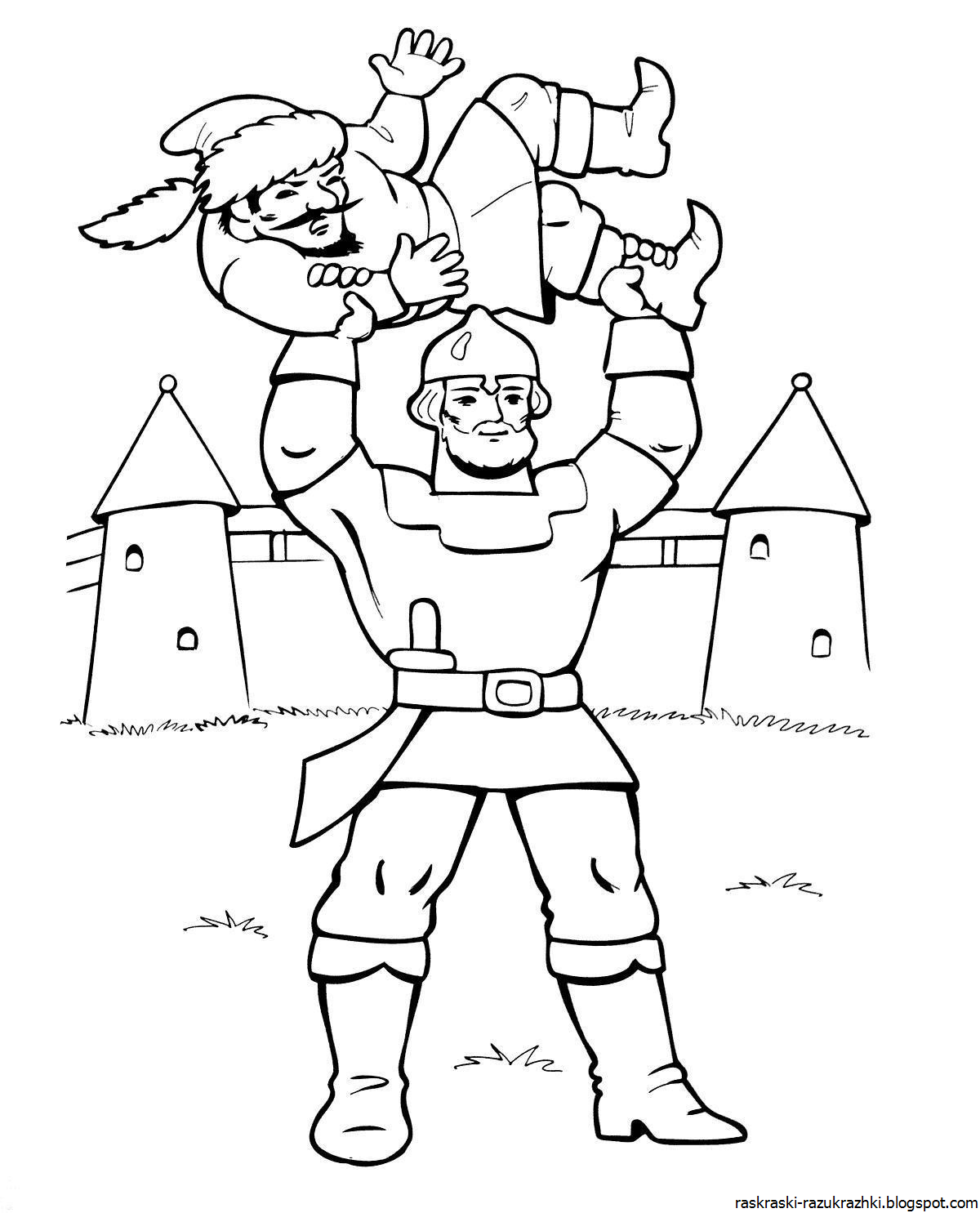 Раскраска богатырь Илья Муромец