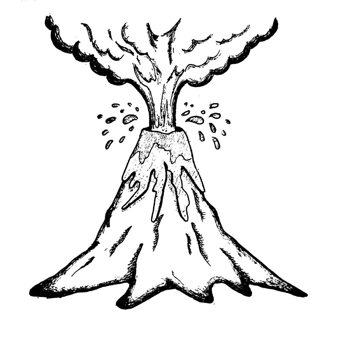 Раскраска вулкан и динозавры