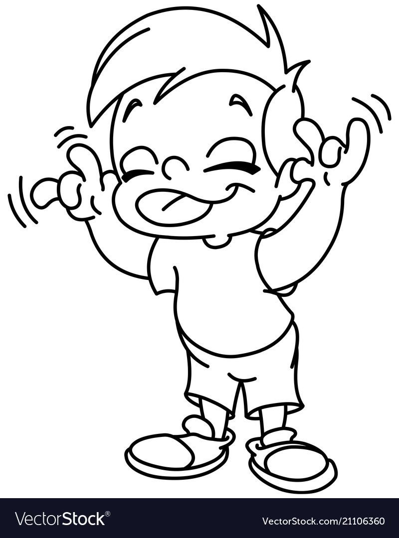 Мальчик показывает язык рисунок