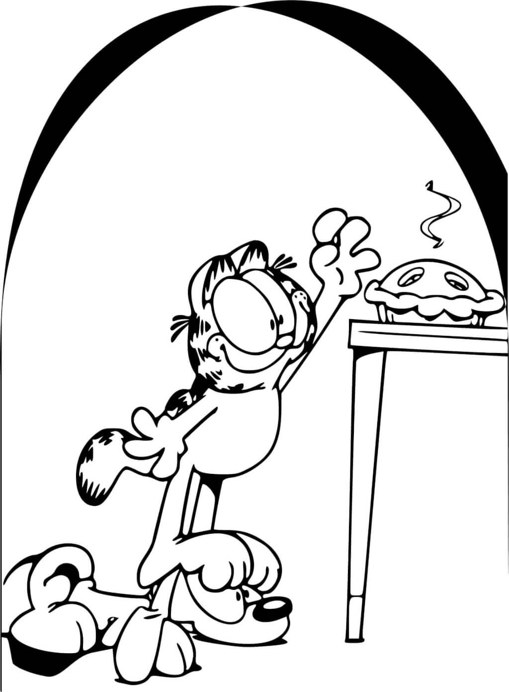 Гарфилд раскраска для детей