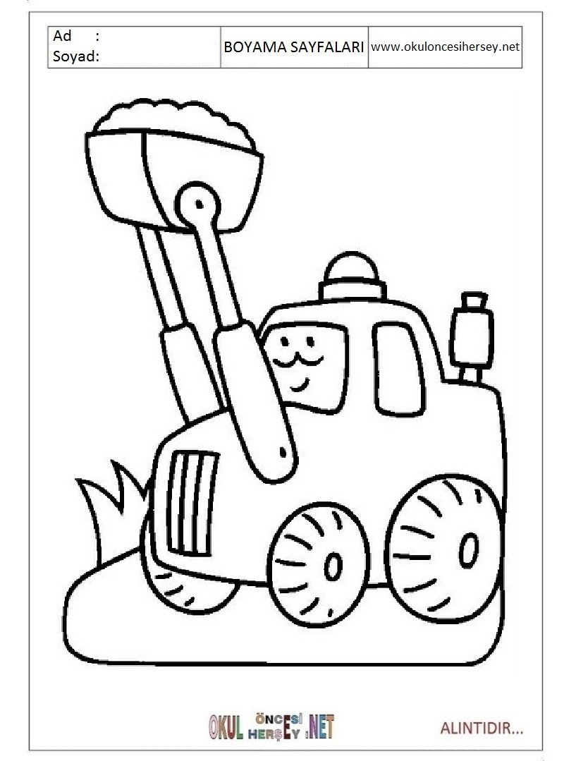 Раскраска синий трактор для детей