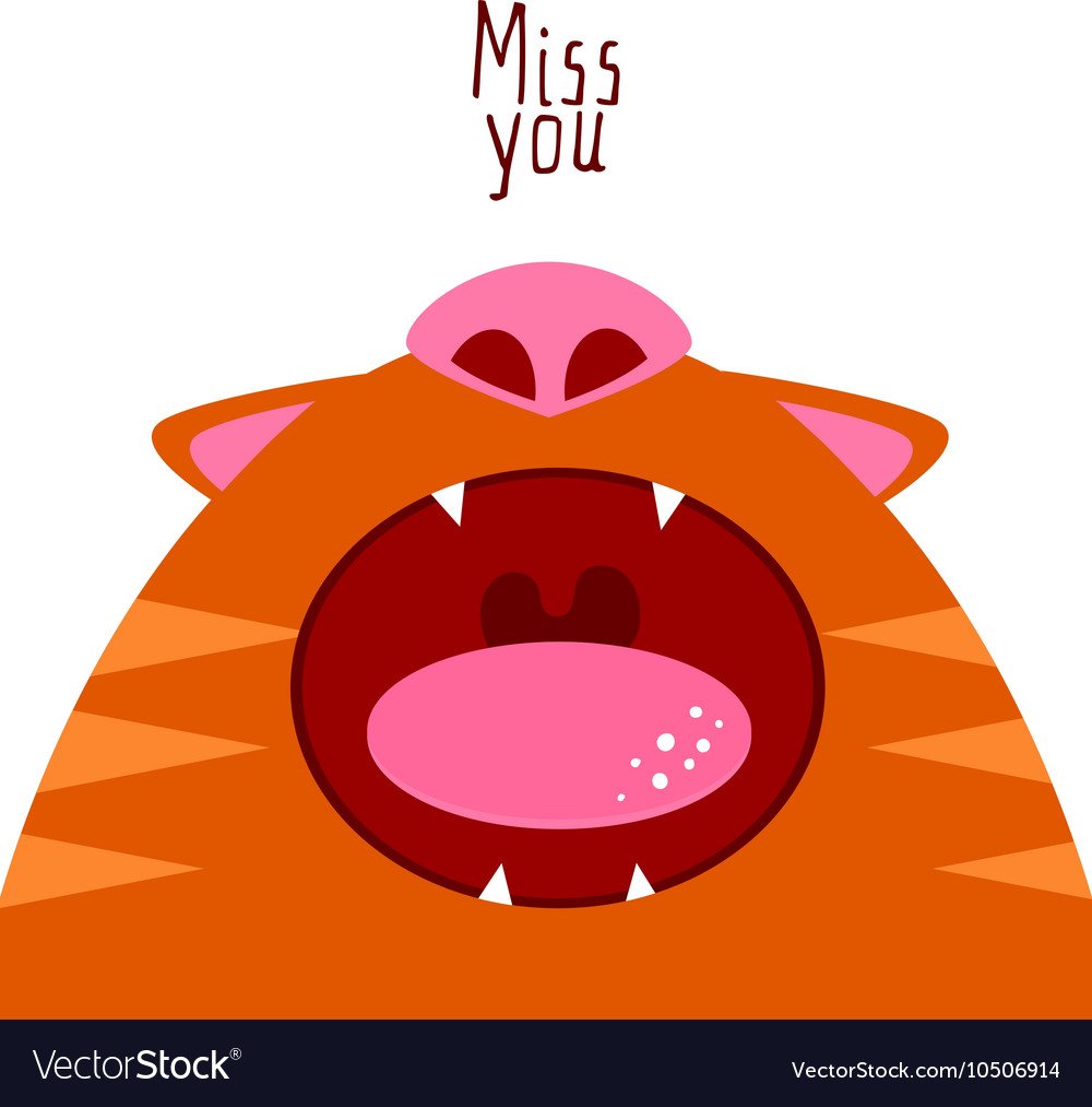 Нарисованный кот с открытым ртом