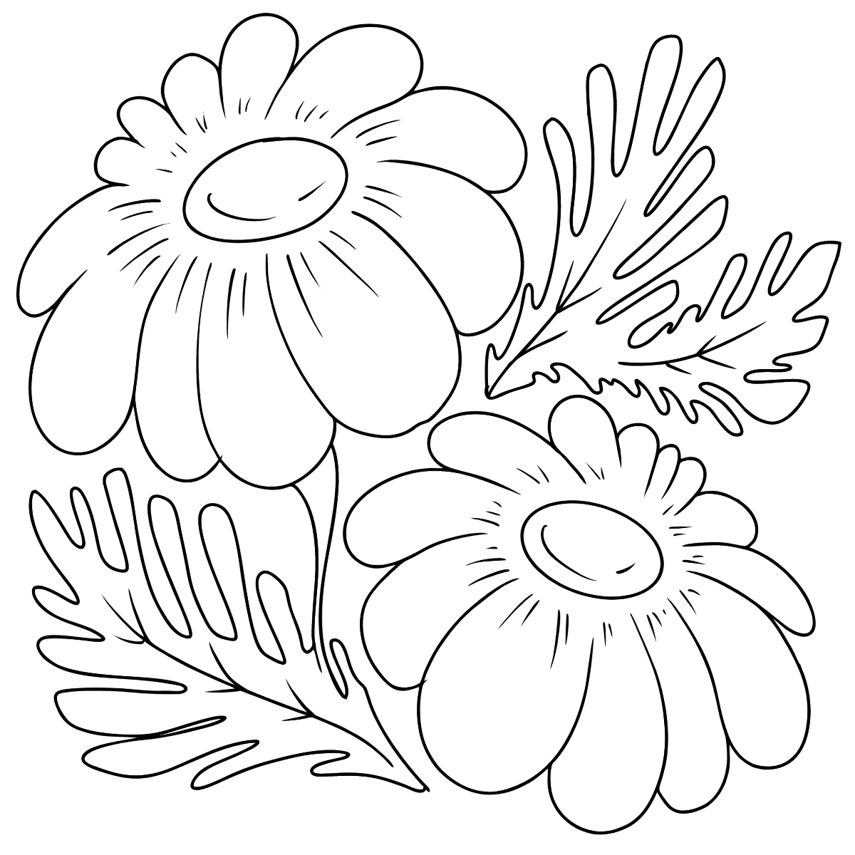 Ромашки узор чб