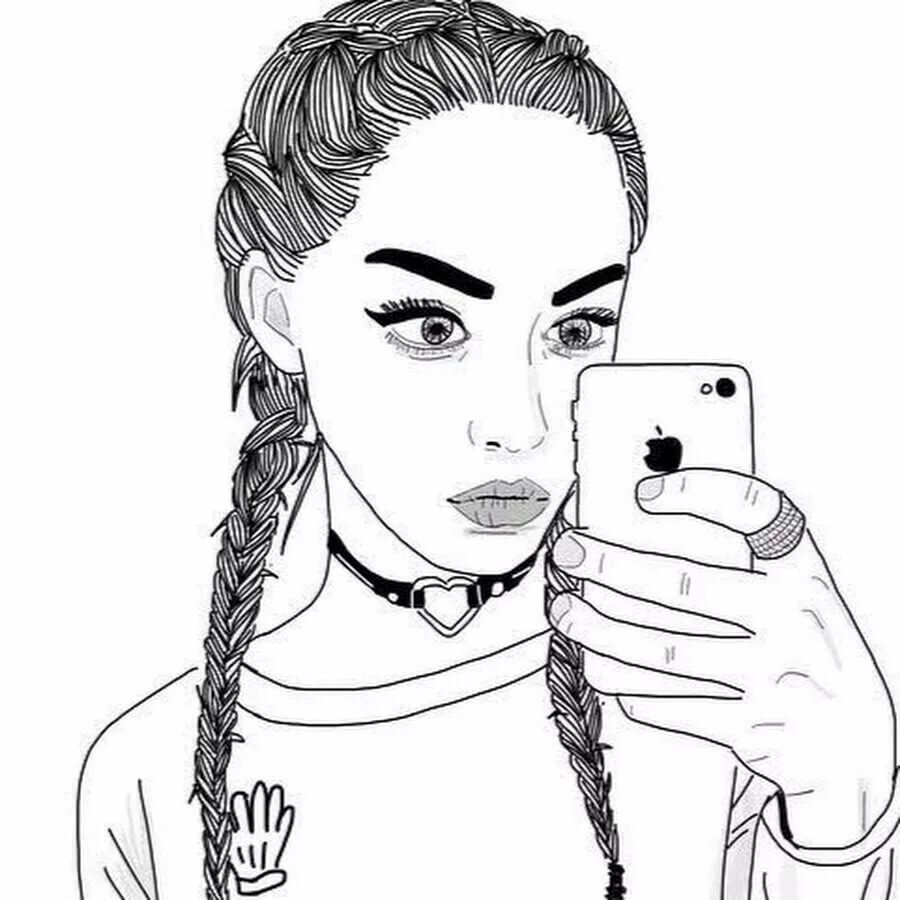 Разукрашки девушки с айфоном