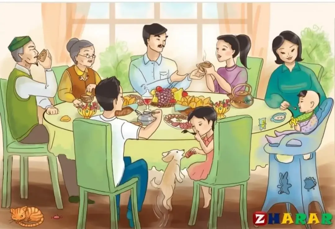 Семья за столом казахи