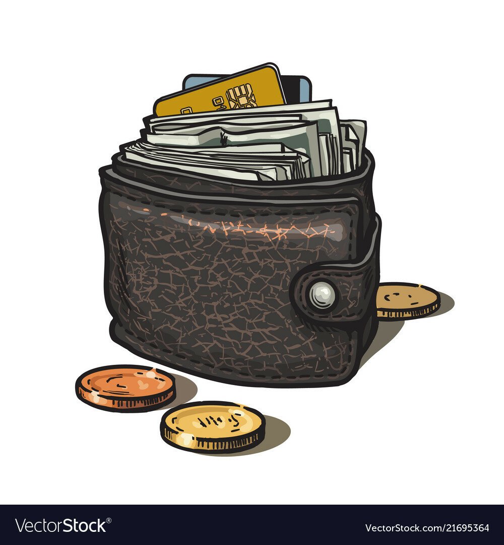 Стикеры кошелек с деньгами