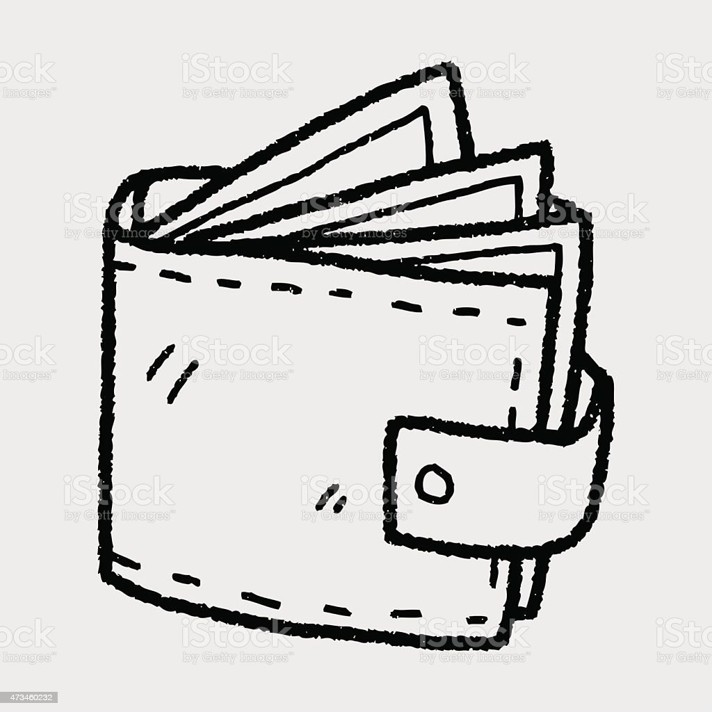 Раскраска кошелек с деньгами