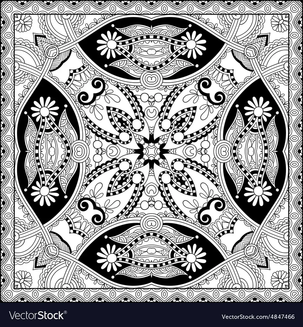 Орнамент в квадрате растительный должен быть симметричным