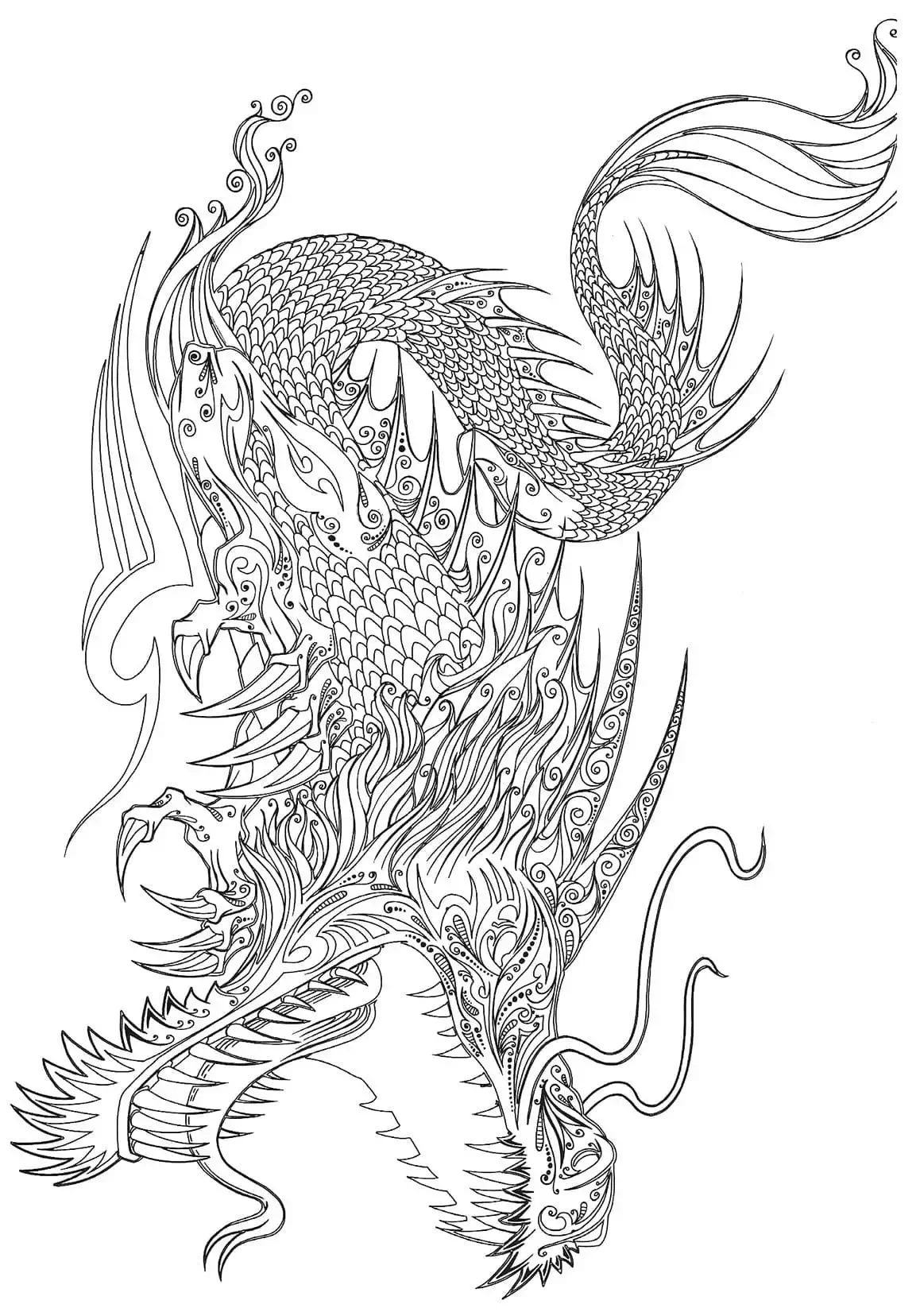 Раскраска антистресс дракон