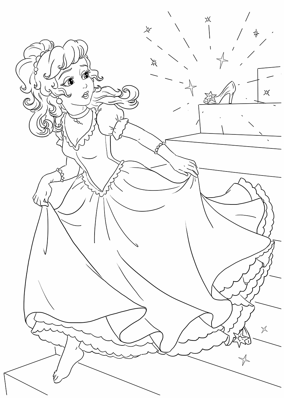 Туфелька принцессы раскраска для детей