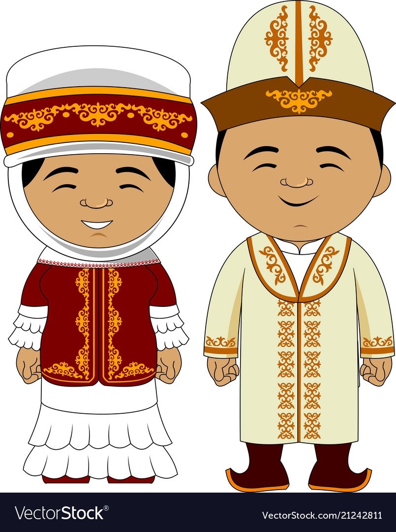 Национальная одежда кыргызов вектор