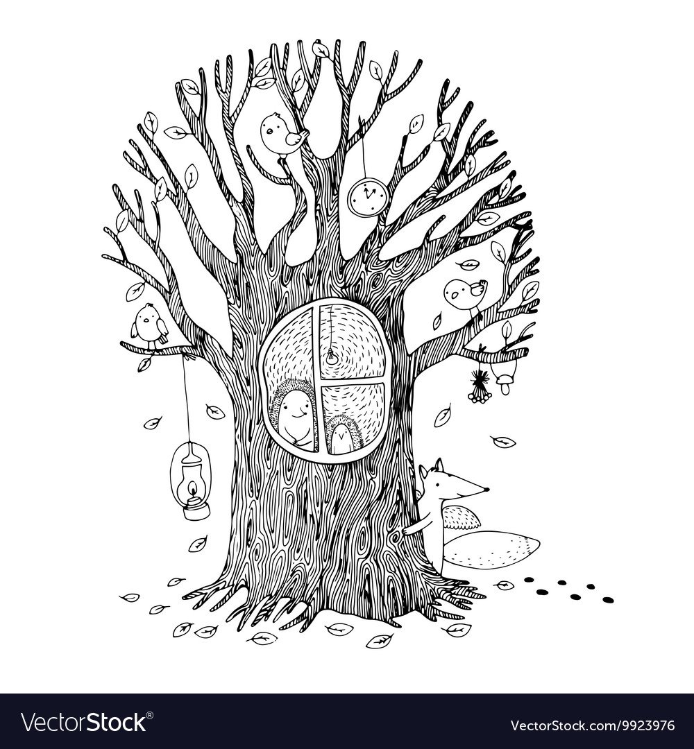 Белка в дупле раскраска