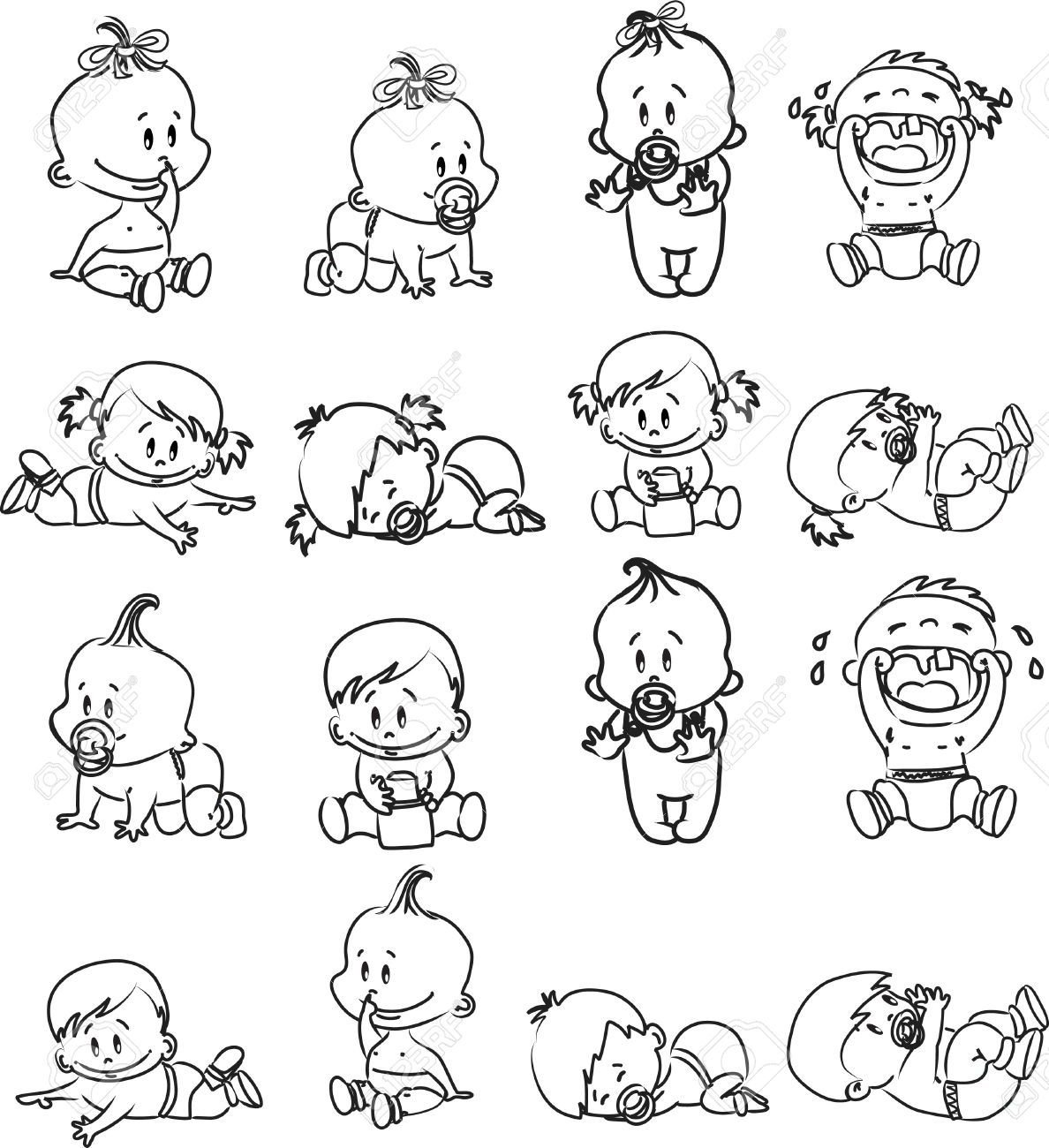 Веселые человечки черно белые