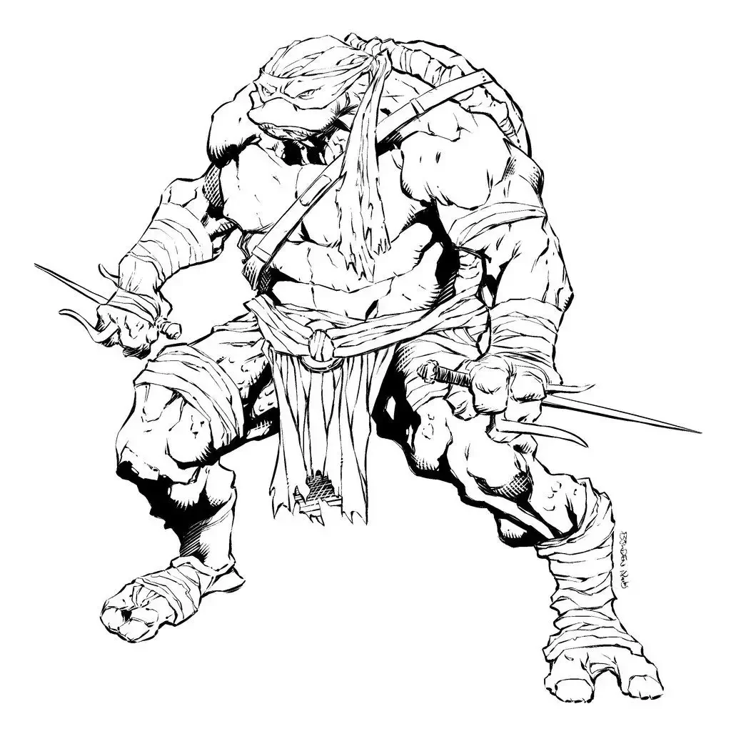 Разукрашка Черепашки ниндзя Рафаэль