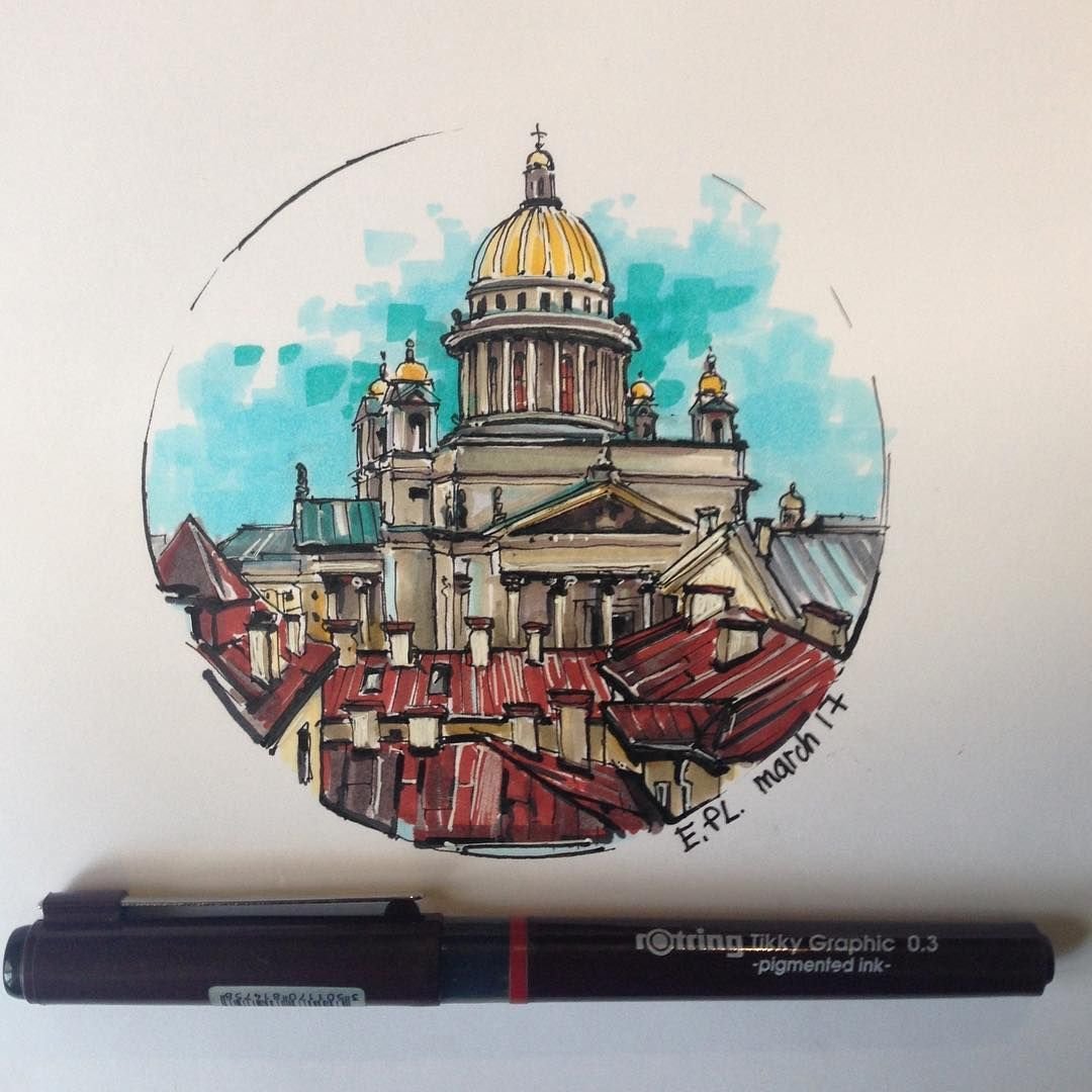 Акварель Санкт-Петербург Исакиевский собор