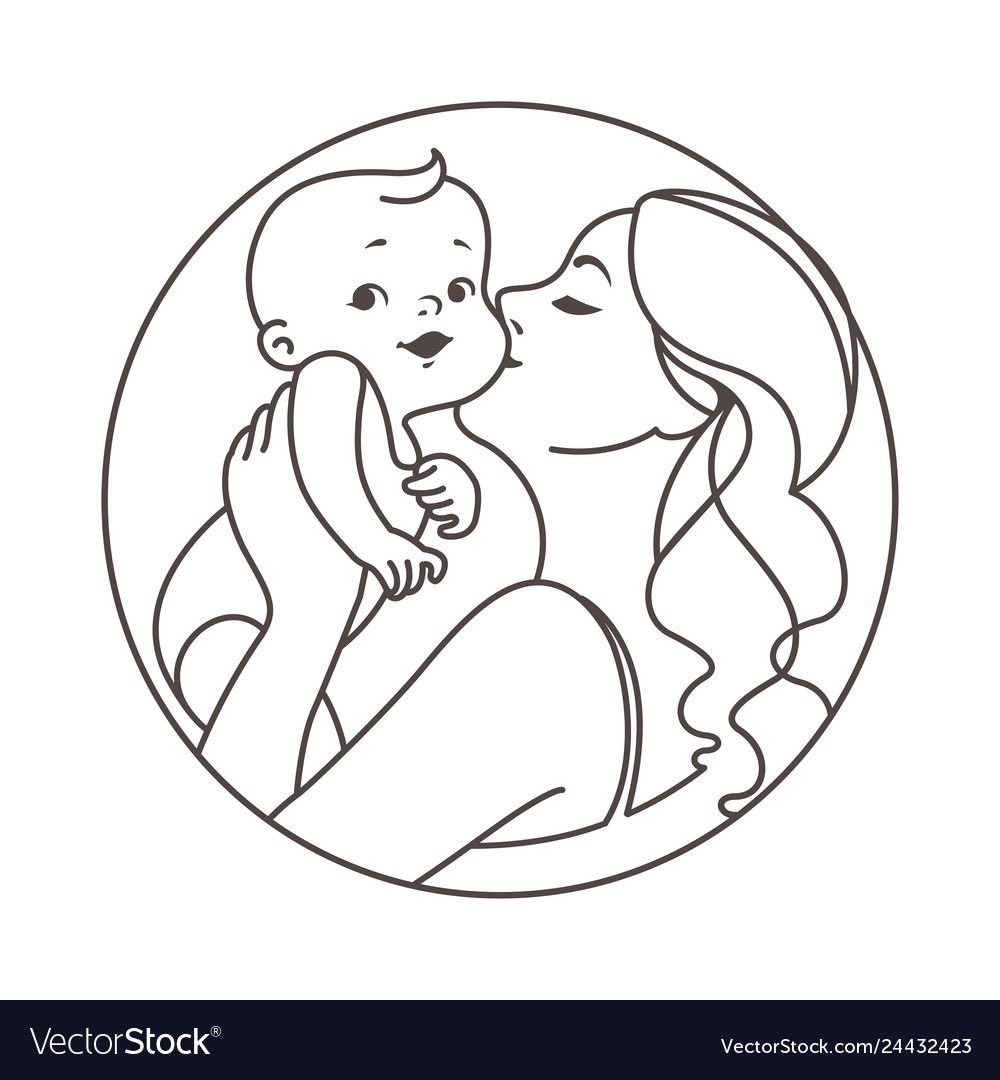 Мать с новорожденным на руках рисунок