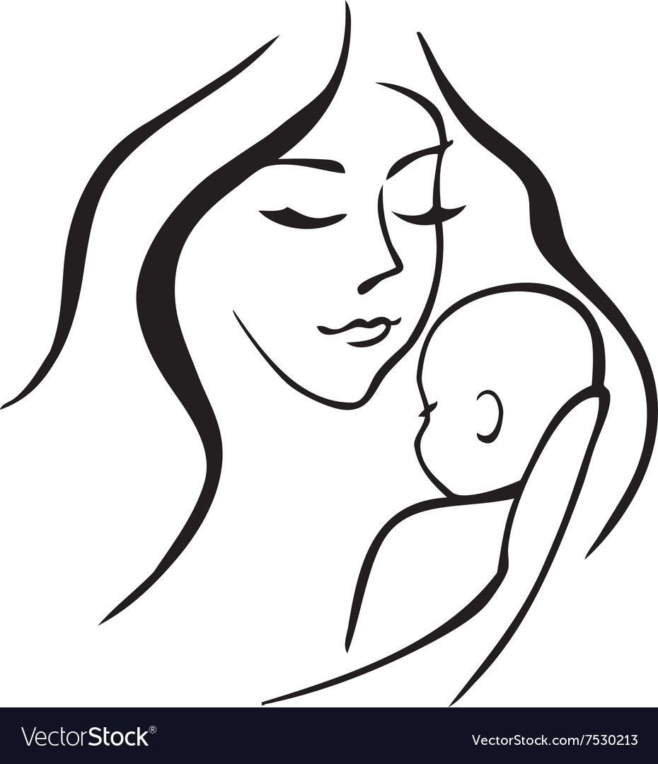 Образ матери и ребенка черно белый