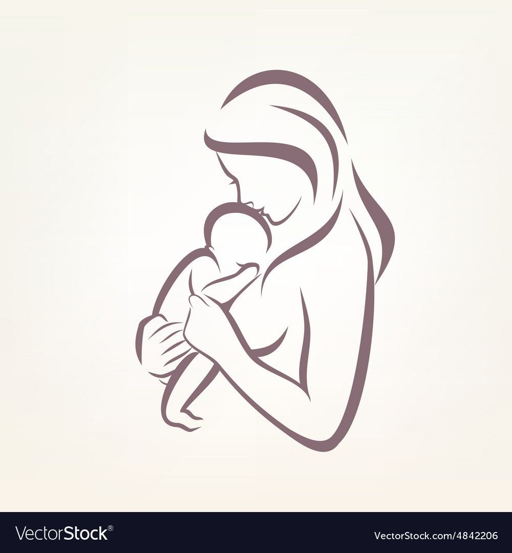 Тату силуэт матери и ребенка