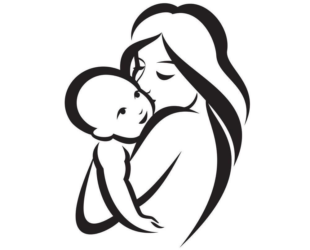 Трафарет мама с ребенком