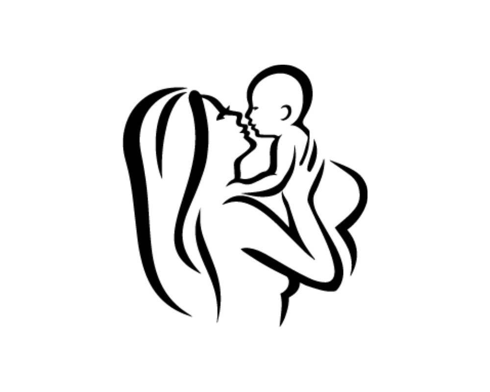 Трафарет матери и ребенка