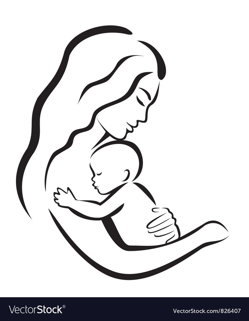 Схематичное изображение матери и ребенка