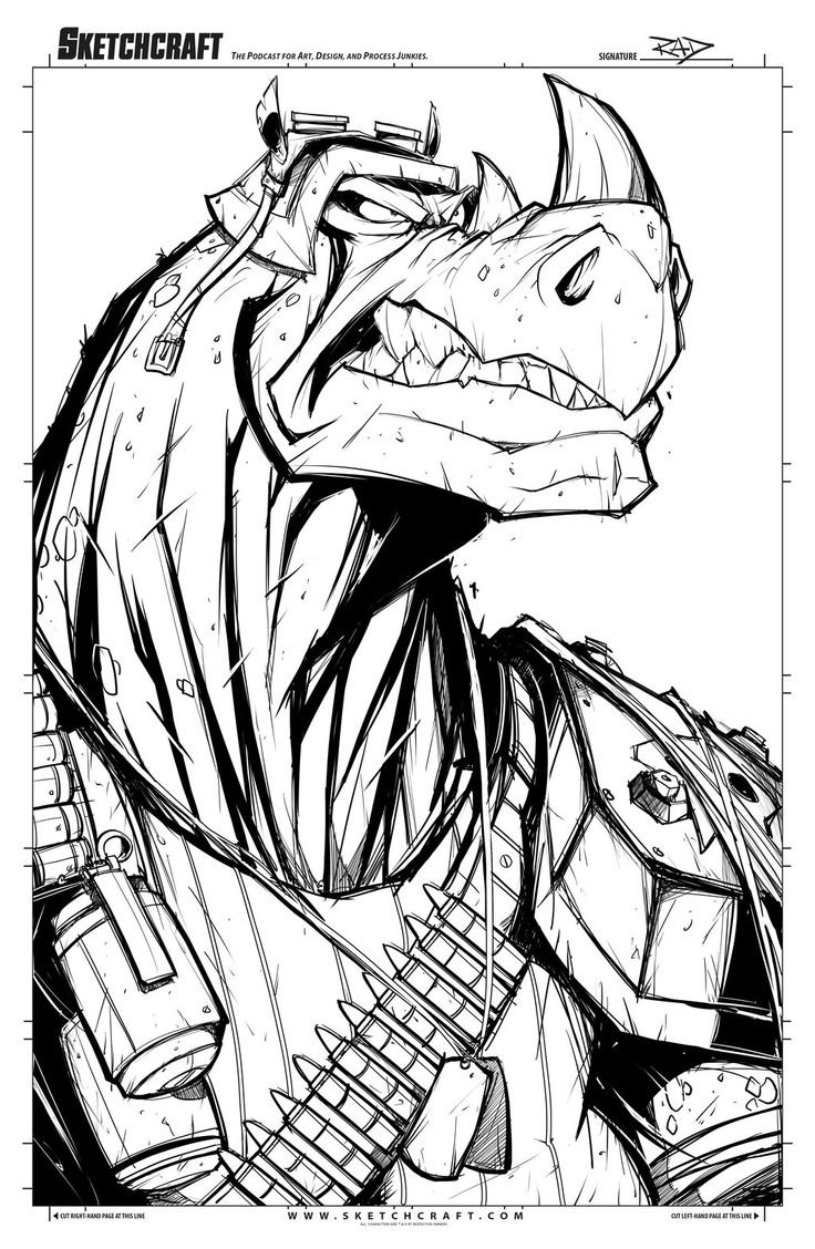 Рокстеди из черепашек ниндзя нарисовать