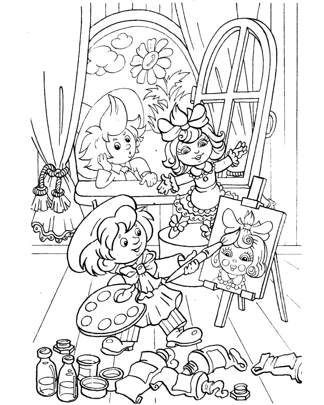 Раскраски к сказке Незнайка в Солнечном городе