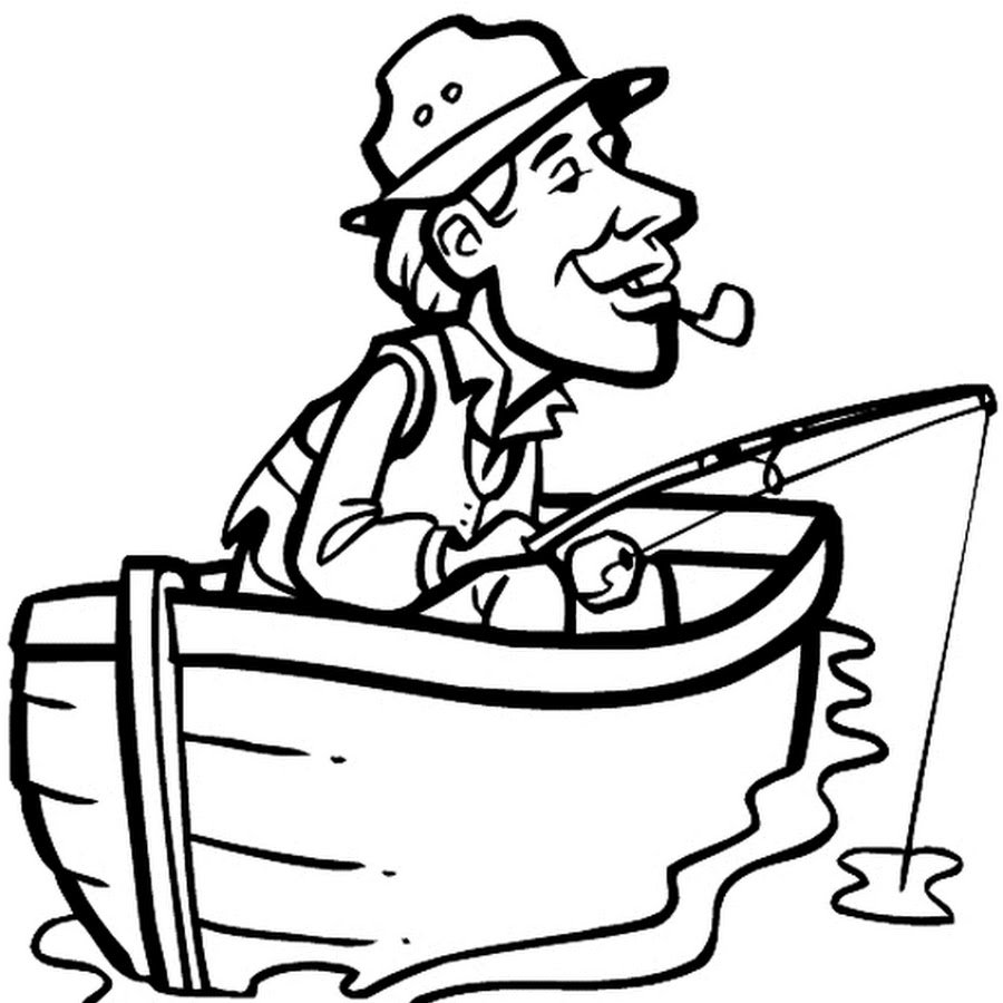 Рыбак раскраска для детей