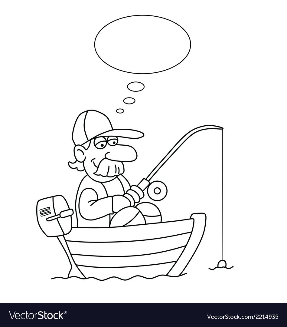 Раскраска мальчик на рыбалке