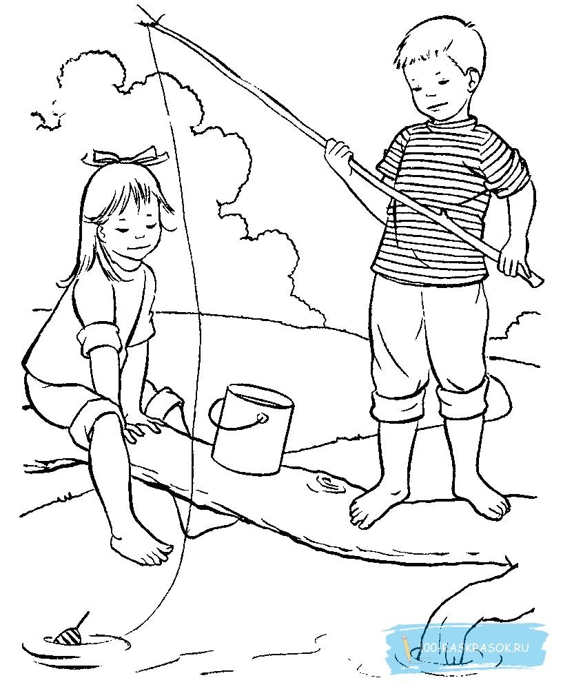 Рыбалка раскраска для детей