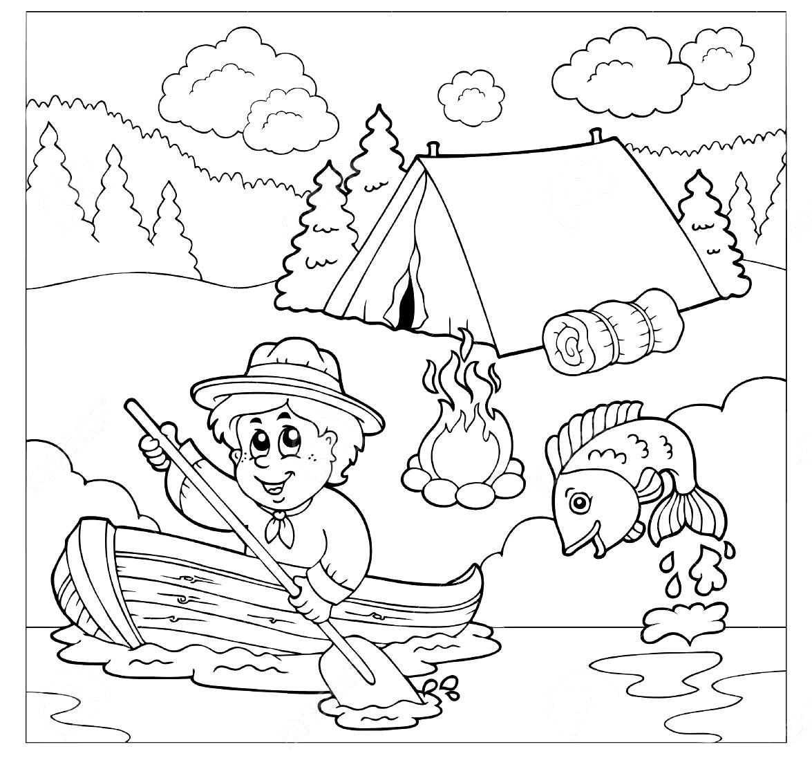 Рыбалка раскраска для детей