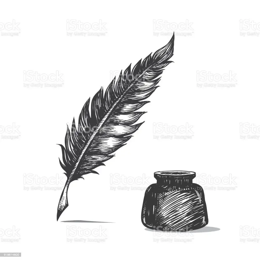 Перо и чернильница рисунок