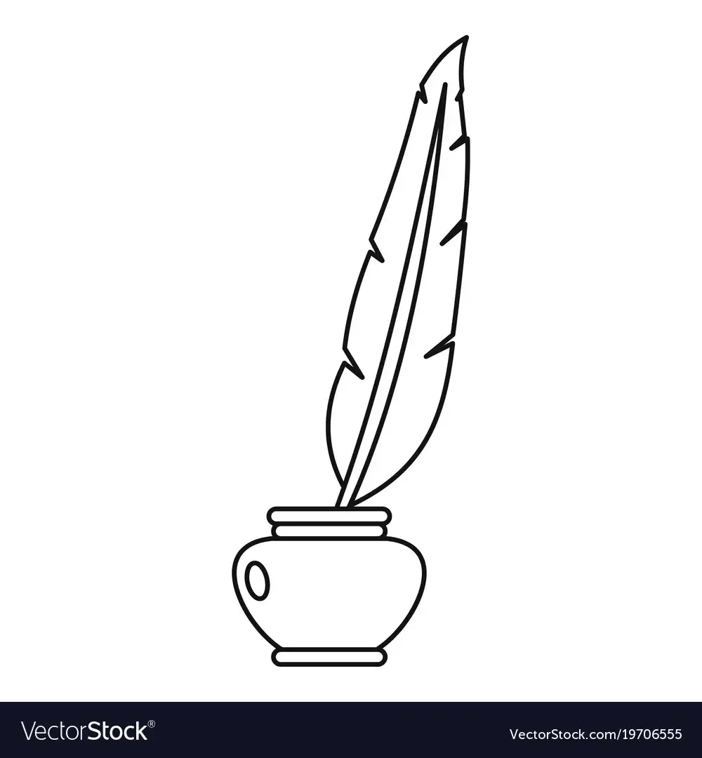 Перо и чернильница контур