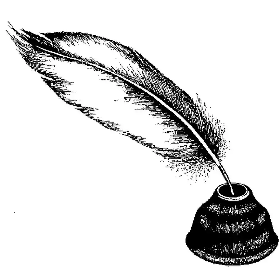 Раскраска перо и чернильница