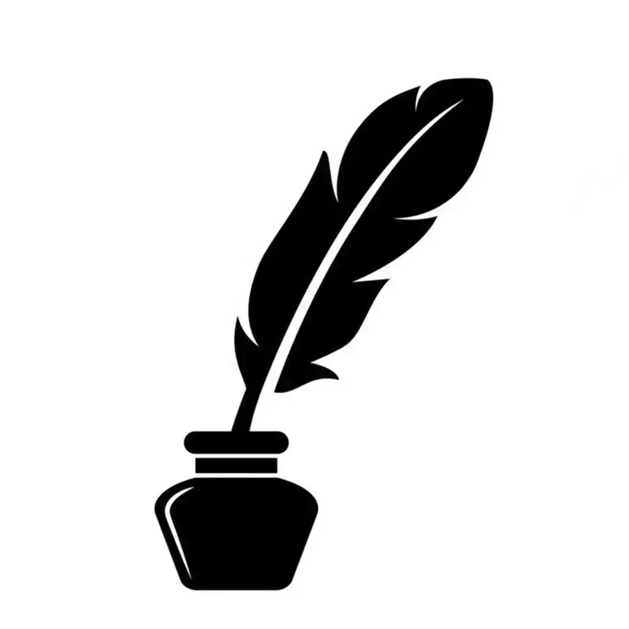 Перо и чернильница вектор