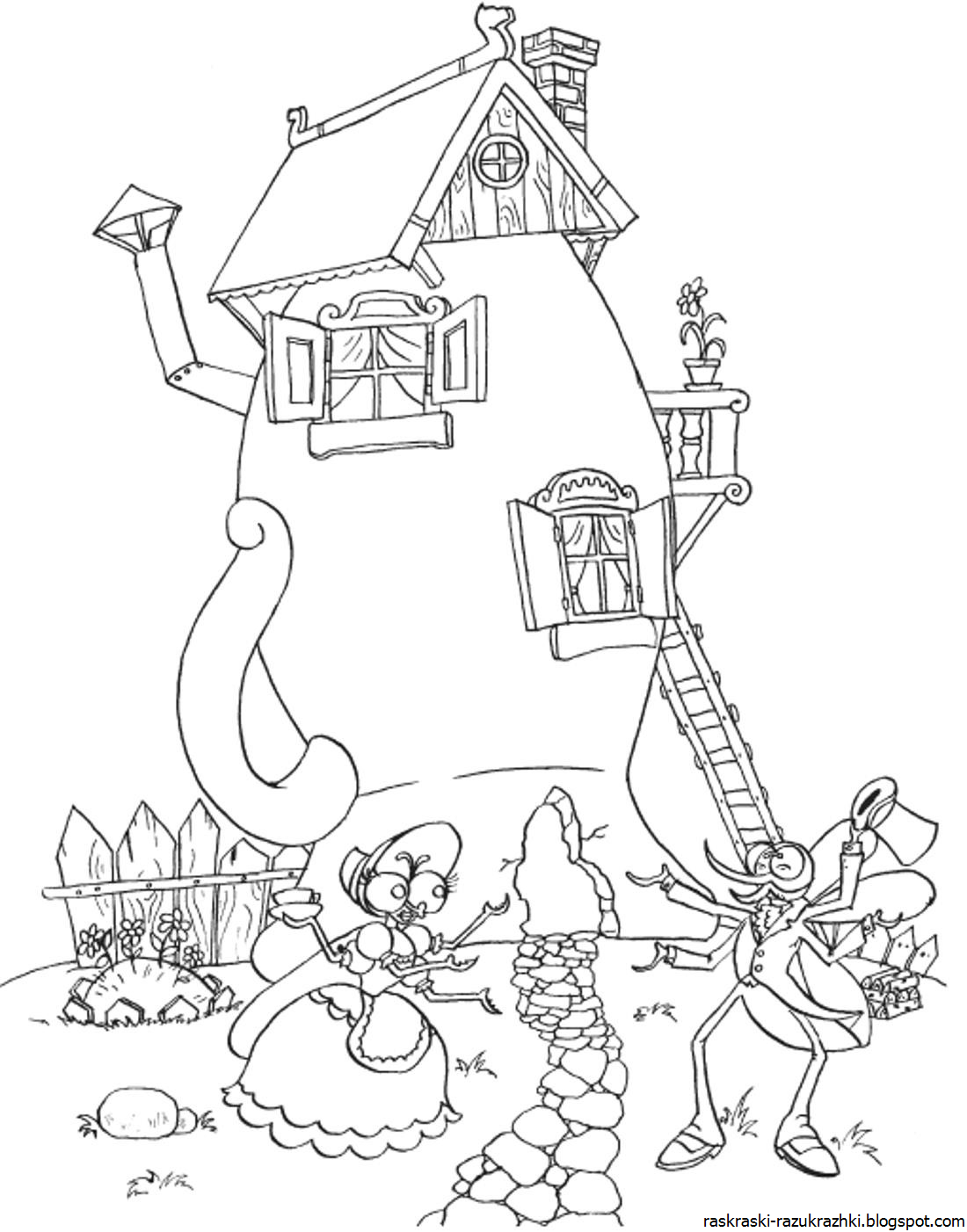 Советская раскраска Муха Цокотуха