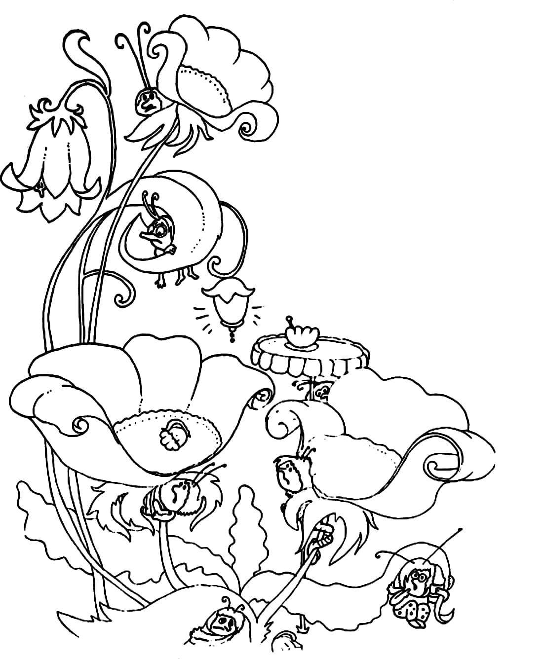 Раскраска Муха-Цокотуха