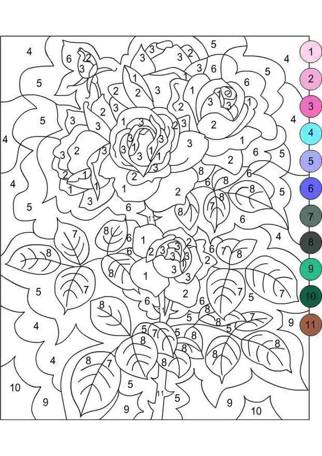 Раскраски по цветам для девочек 5-7 лет