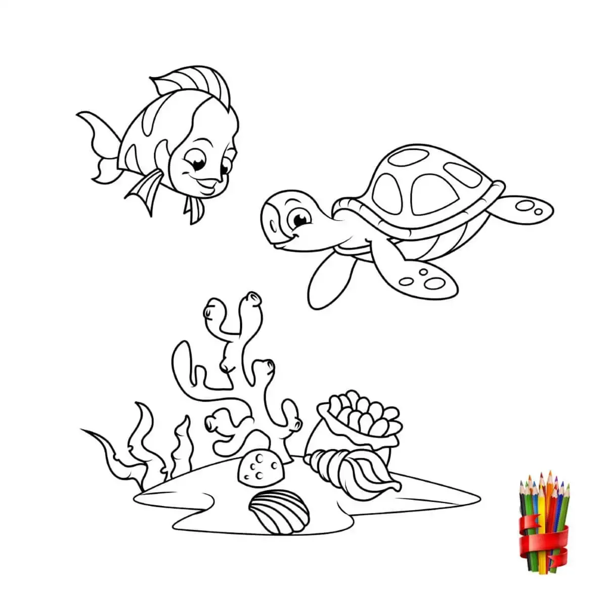 Раскраска морские обитатели сложные