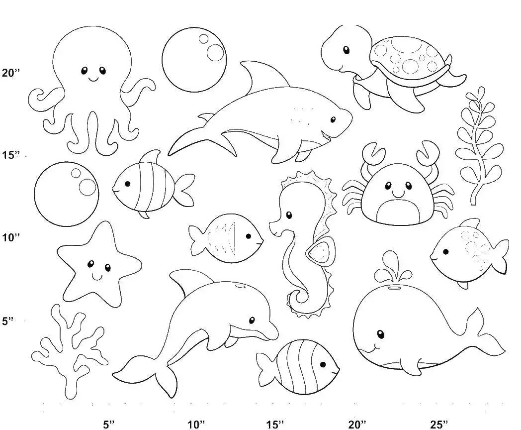 Морские обитатели раскраски для детей