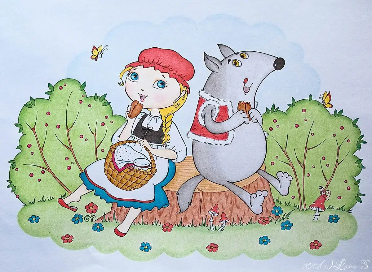 Иллюстрации красная шапочка стилизовано