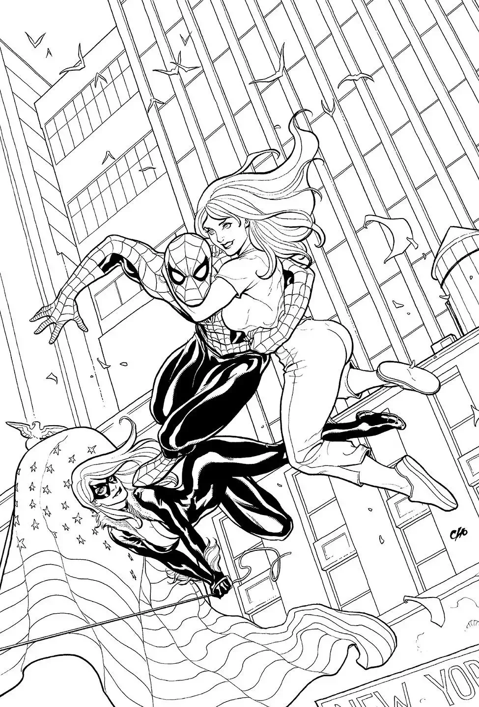 Раскраска Супергерои Марвел человек паук
