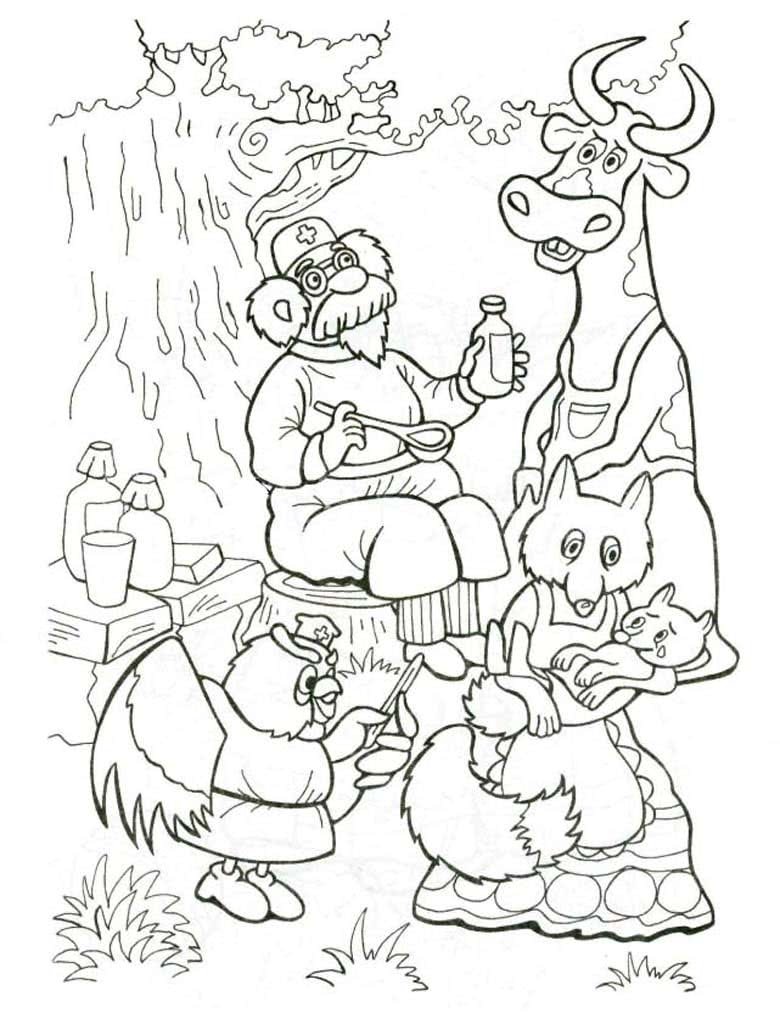 Раскраски к сказкам Корнея Чуковского для детей