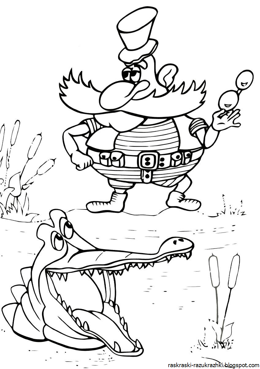 Раскраски к сказкам Корнея Чуковского для детей