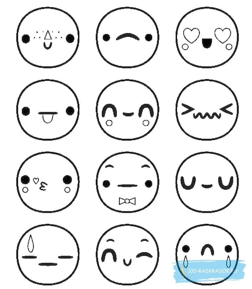 Распечатка смайлов черно-белых