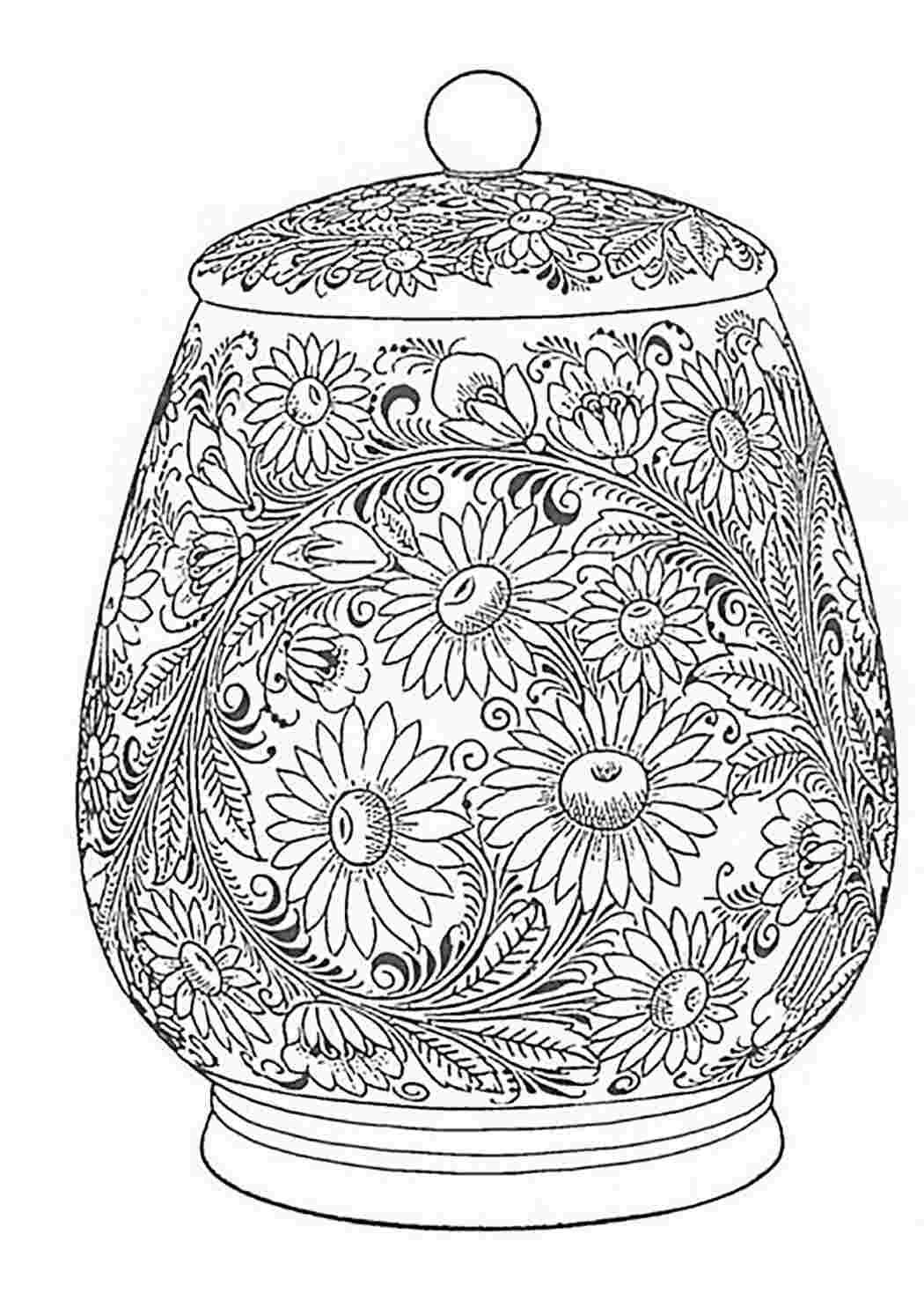 Элементы хохломской росписи на посуде