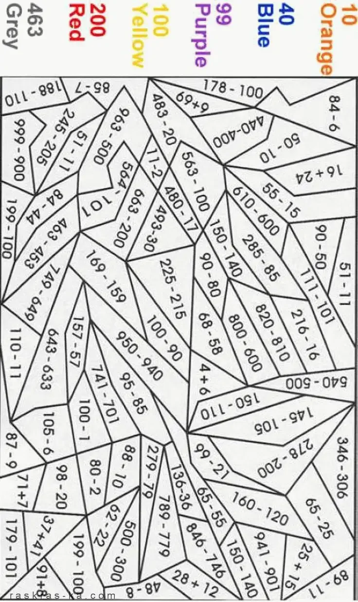 Сложные математические разукрашки