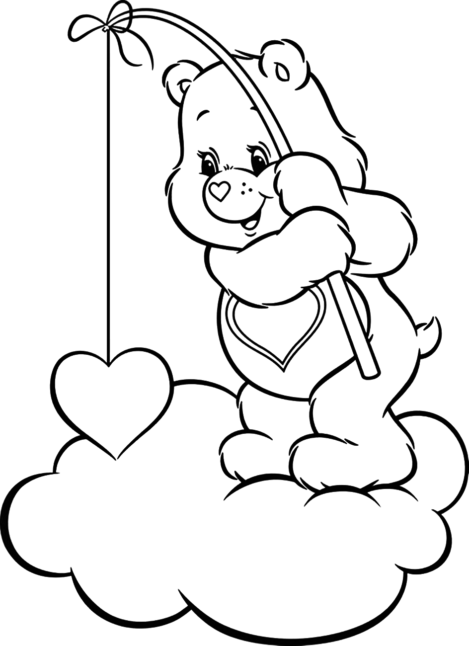Раскраска медведь с сердечком в лапах