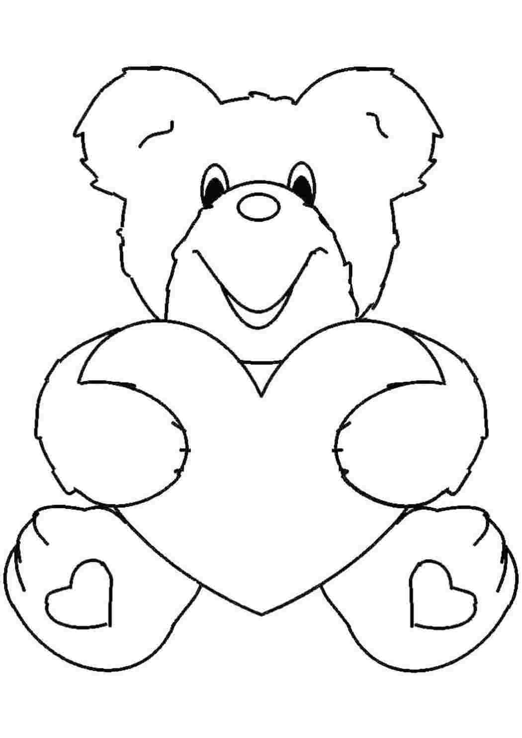 Медведь с сердечком чёрно-белые