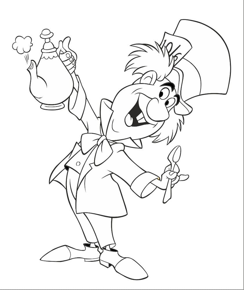 Раскраска Шляпника из Алисы в стране чудес